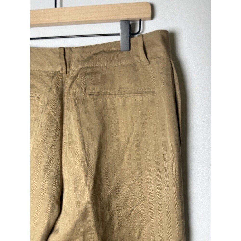 Banana Republic Capri Cropped Silk & Linen Contoured Fit Pants - Brown - Size 8 - Picture 7 of 16
